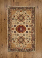 Antique-Inspired Geometric Floral Hand-Tufted Rug