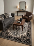 Hand-Tufted Modern Persian Medallion Rug in Grey and Charcoal