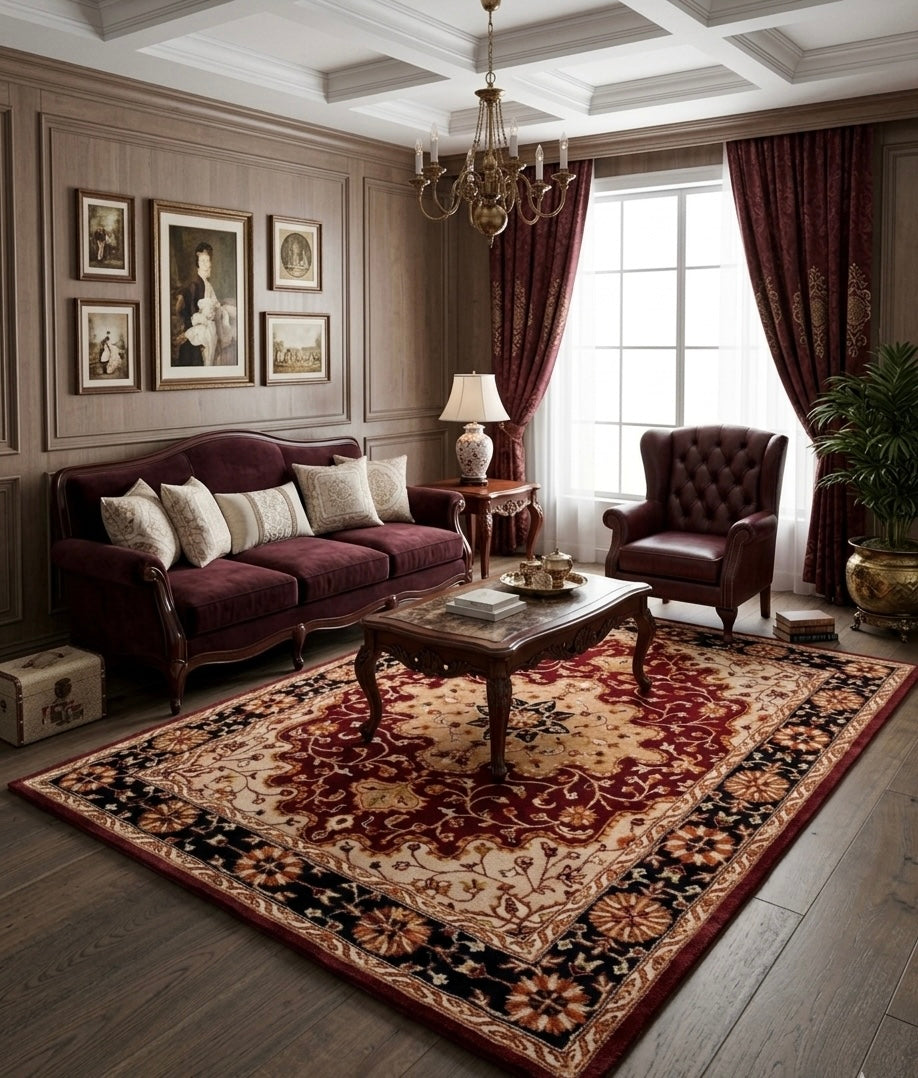 Hand-Tufted Traditional Persian-Inspired Wool Area Rug