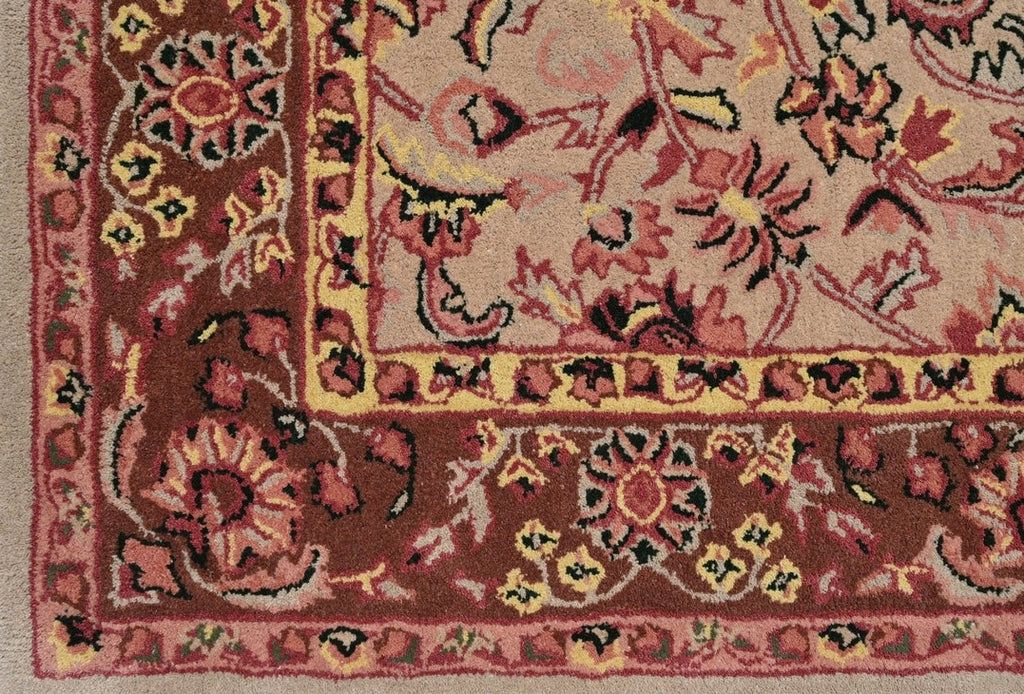 Premium Traditional Floral Hand-Tufted Wool Rug in Rust and Cream