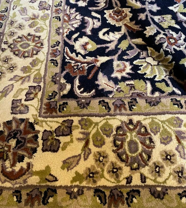 Premium Hand-Tufted Persian-Style Floral Rug in Midnight Blue and B