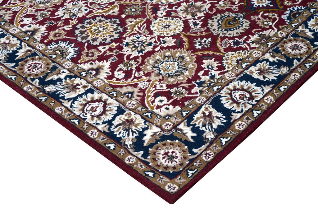 Premium Hand-Tufted Traditional Floral Medallion Rug in Crimson and Navy