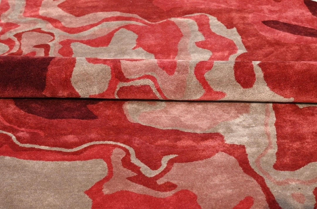 Crimson Nebula Hand-Tufted Round Rug