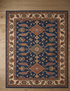 Premium Hand-Tufted Navy Blue & Rust Oushak Design Rug