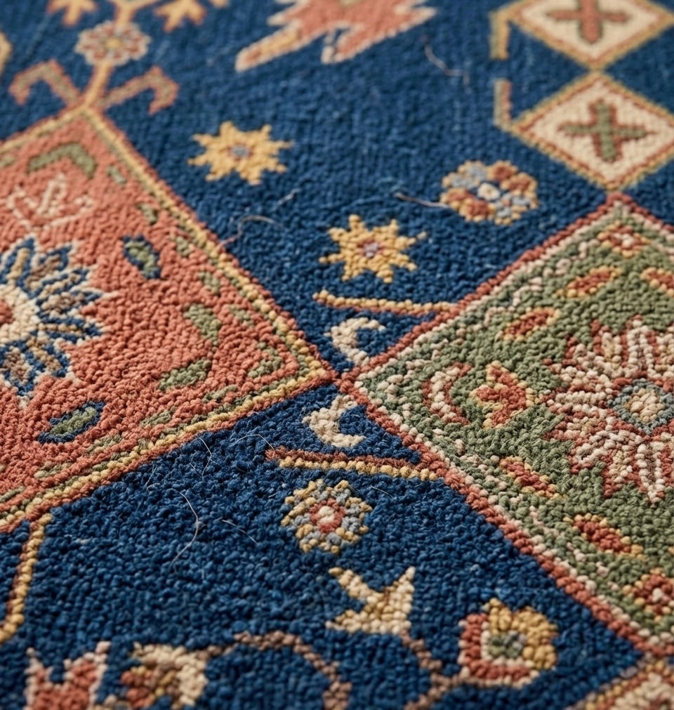 Premium Hand-Tufted Navy Blue & Rust Oushak Design Rug