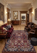 Premium Hand-Tufted Traditional Floral Medallion Rug in Crimson and Navy