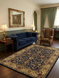 Premium Hand-Tufted Persian-Style Floral Rug in Midnight Blue and B
