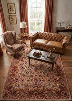 Premium Traditional Floral Hand-Tufted Wool Rug in Rust and Cream