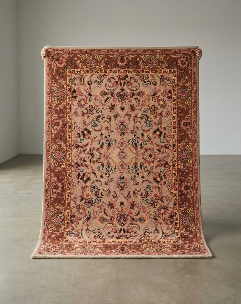 Premium Traditional Floral Hand-Tufted Wool Rug in Rust and Cream
