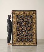 Premium Hand-Tufted Persian-Style Floral Rug in Midnight Blue and B