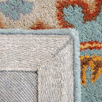 Artisanal Slate Blue and Earth Tone Hand-Tufted Area Rug
