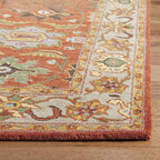 Terracotta & Sage Hand-Tufted Oushak Inspired Wool Rug