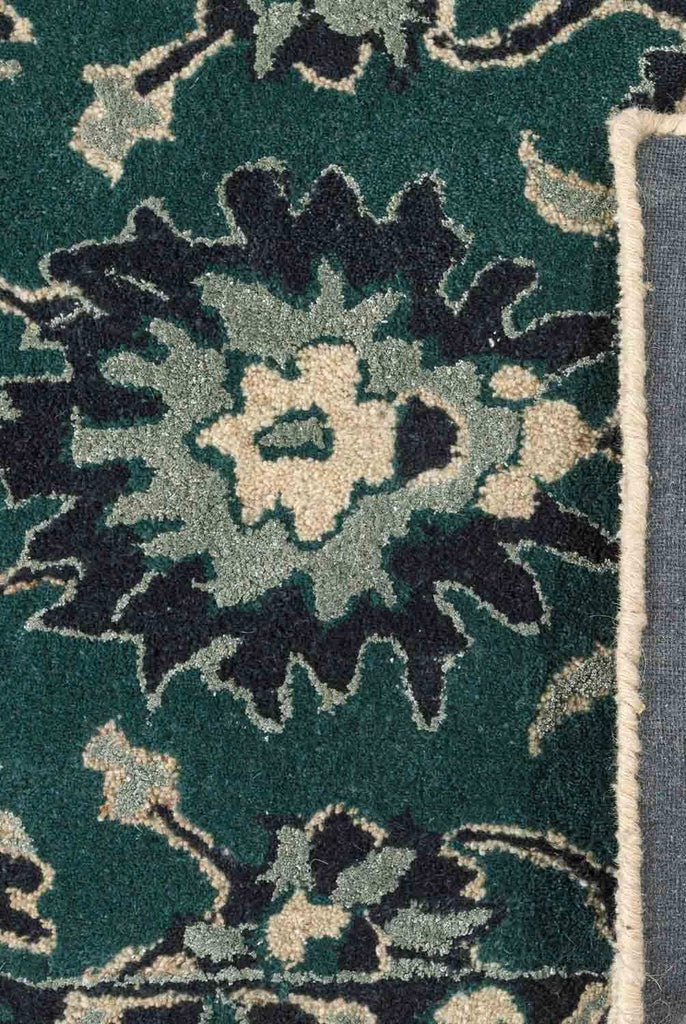 Premium Floral Handtufted Teal & Cream Wool Rug