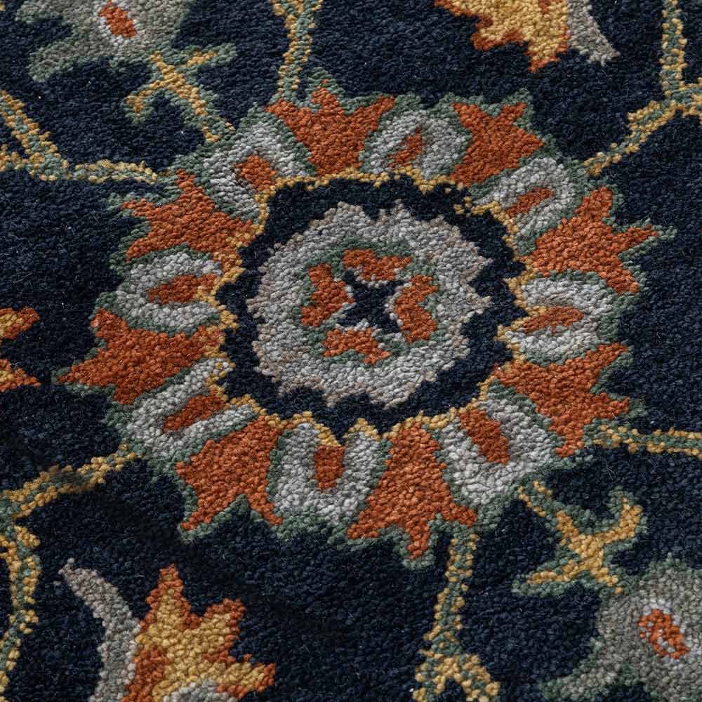 Premium Hand-Tufted Navy Floral Medallion Rugs