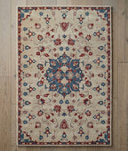Premium Hand-Tufted Oushak Inspired Floral Medallion Wool Rug