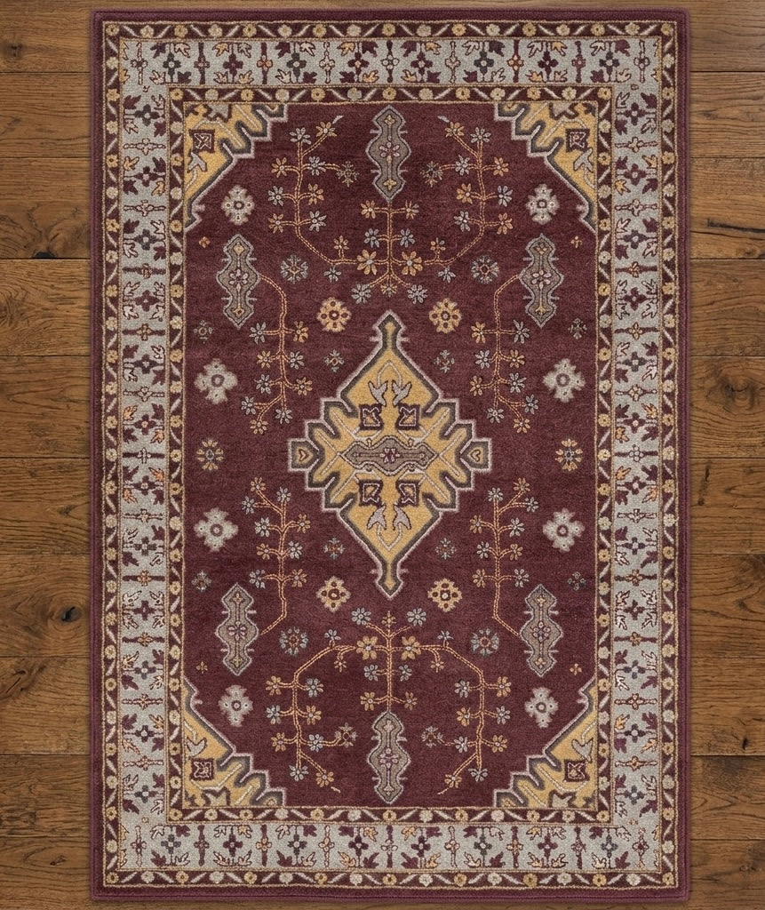 Premium Hand-Tufted Traditional Medallion Rug in Burgundy