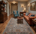 Hand-Tufted Elegant Floral Medallion Rug in Slate Grey and Earth Tones
