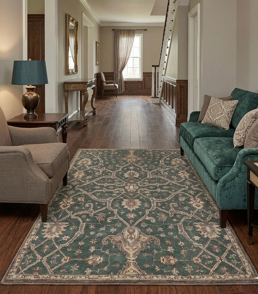 Artisanal Hand-tufted Heritage Design Area Rug