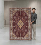 Premium Hand-Tufted Traditional Medallion Rug in Burgundy