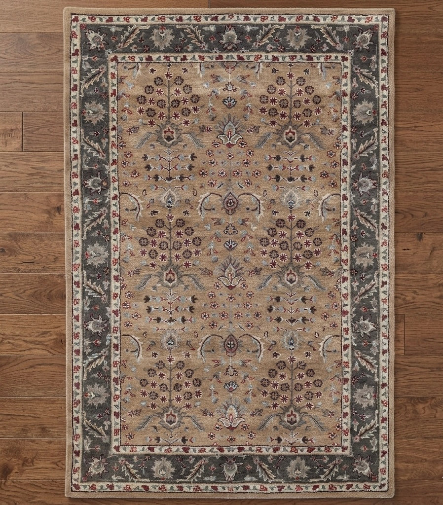 Elegant Hand-Tufted Floral Rug - Neutral Heritage Collection
