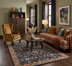 Premium Hand-Tufted Navy Floral Medallion Rugs