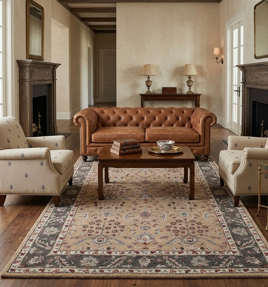 Elegant Hand-Tufted Floral Rug - Neutral Heritage Collection