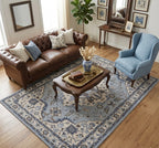Artisanal Hand-tufted Floral Border Rug for Modern Interiors