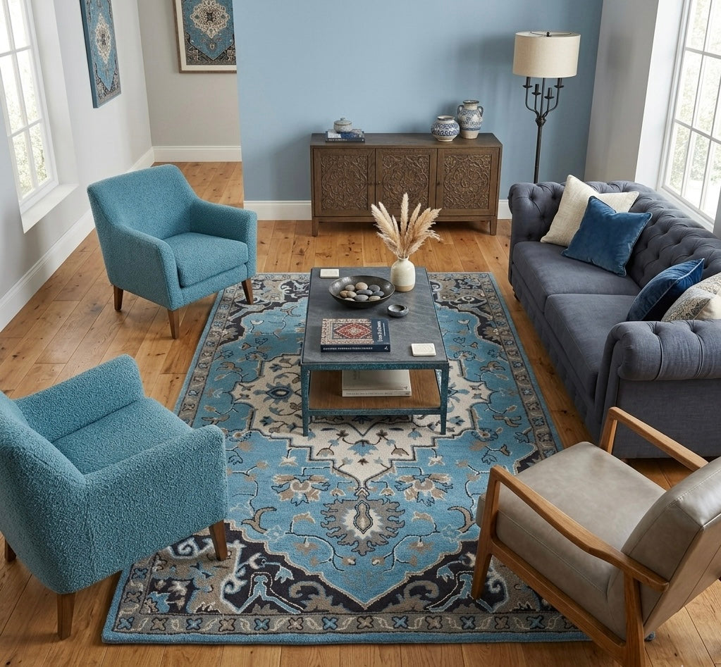 Heritage Sky Hand-tufted Wool Area Rug