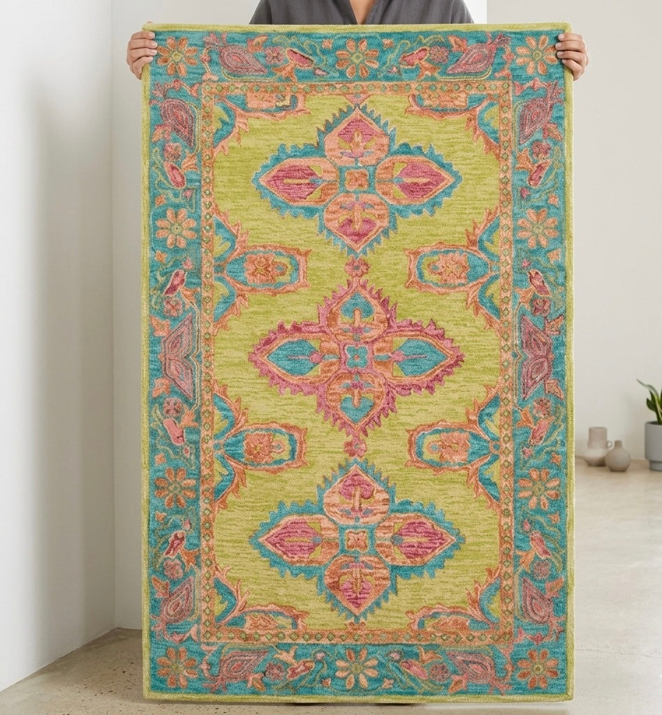 Premium Hand-Tufted Botanical Accent Rug