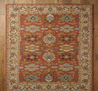 Terracotta & Sage Hand-Tufted Oushak Inspired Wool Rug