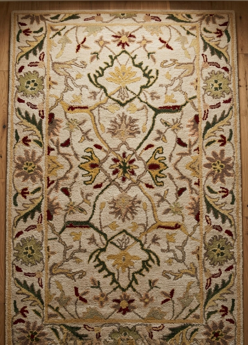 Classic Handtufted Arabesque Rug in Neutral Earth Tones