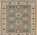 Artisanal Slate Blue and Earth Tone Hand-Tufted Area Rug