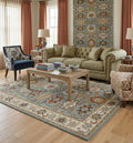 Artisanal Slate Blue and Earth Tone Hand-Tufted Area Rug
