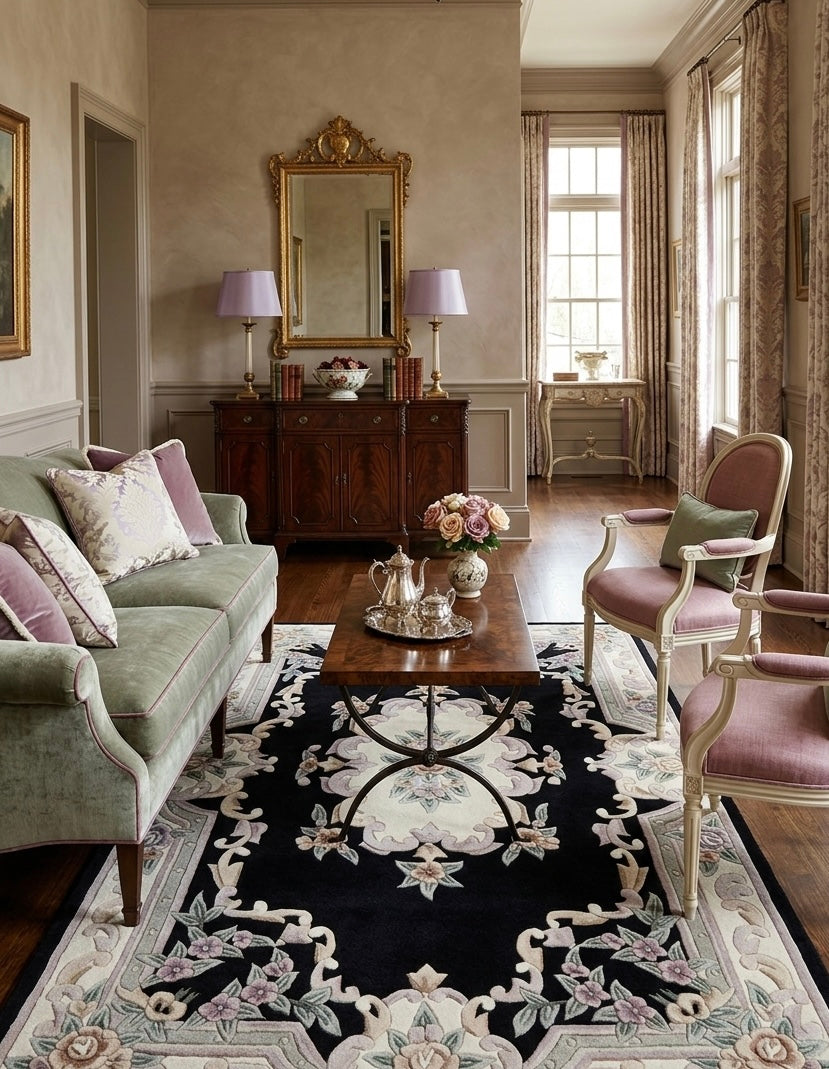 Heritage Noir Handtufted Artisan Area Rug