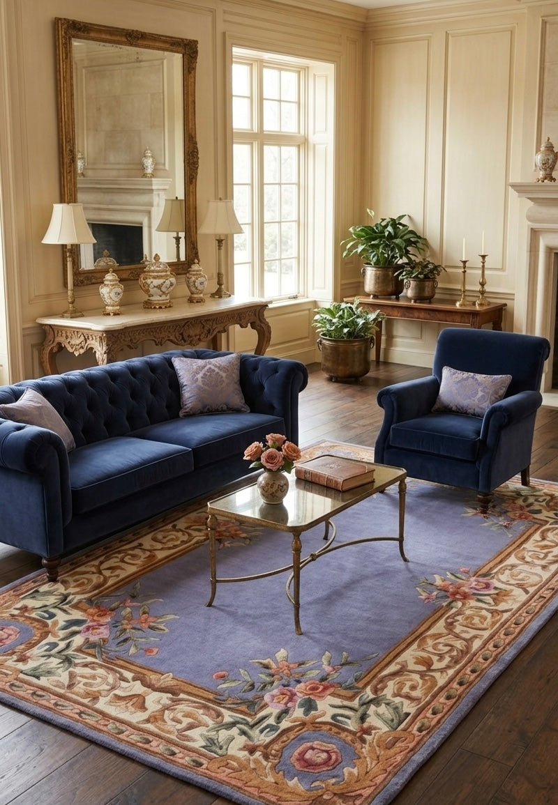 Premium Hand-Tufted Floral Serenity Lavender Rug