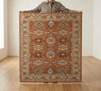 Terracotta & Sage Hand-Tufted Oushak Inspired Wool Rug