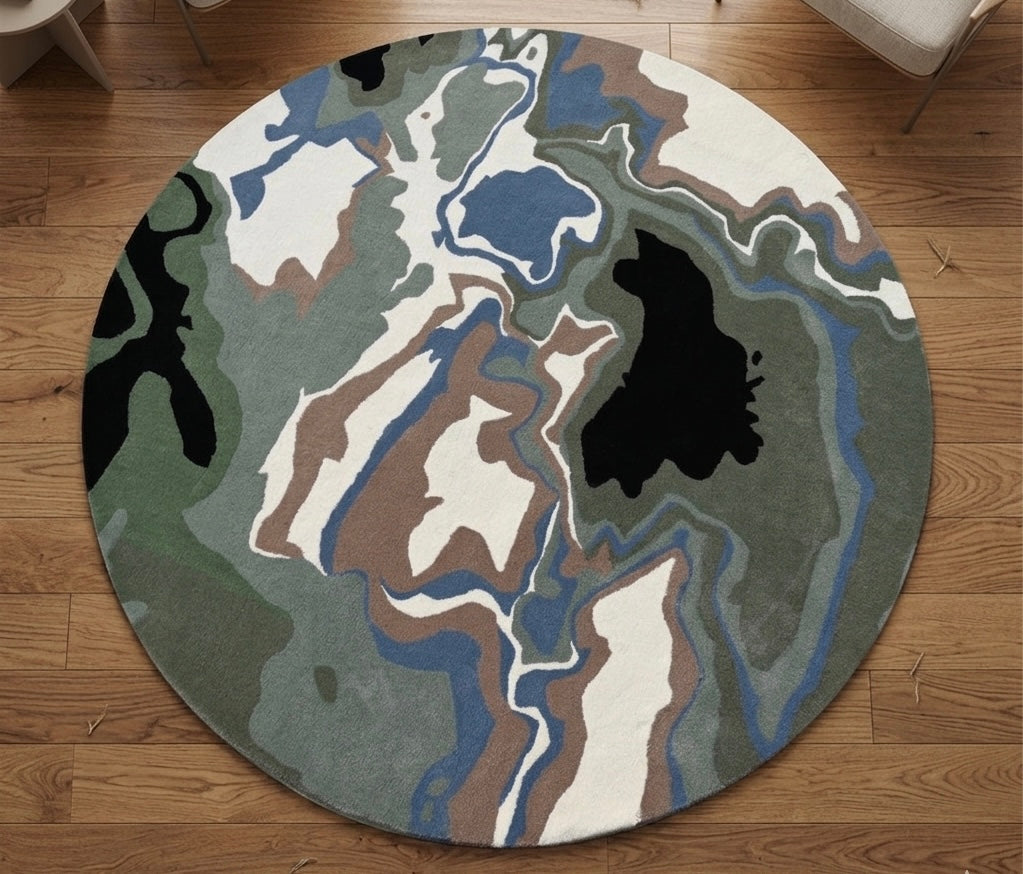 Premium Handtufted Round Rug in Sage and Cream