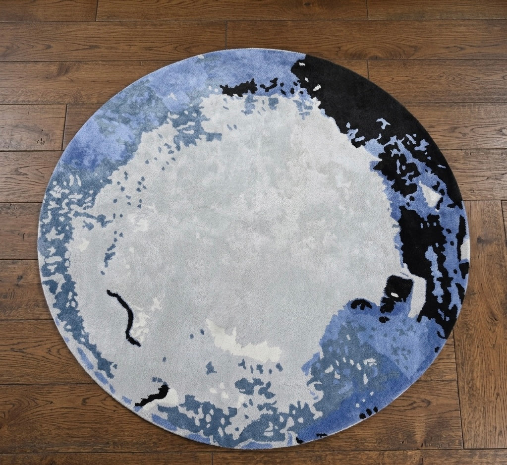 Lunar Eclipse Hand-Tufted Modern Round Rug