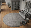 Linear Gray Abstract Hand-tufted Round Wool Rug