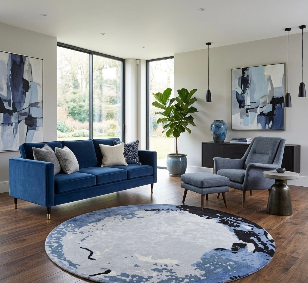 Lunar Eclipse Hand-Tufted Modern Round Rug