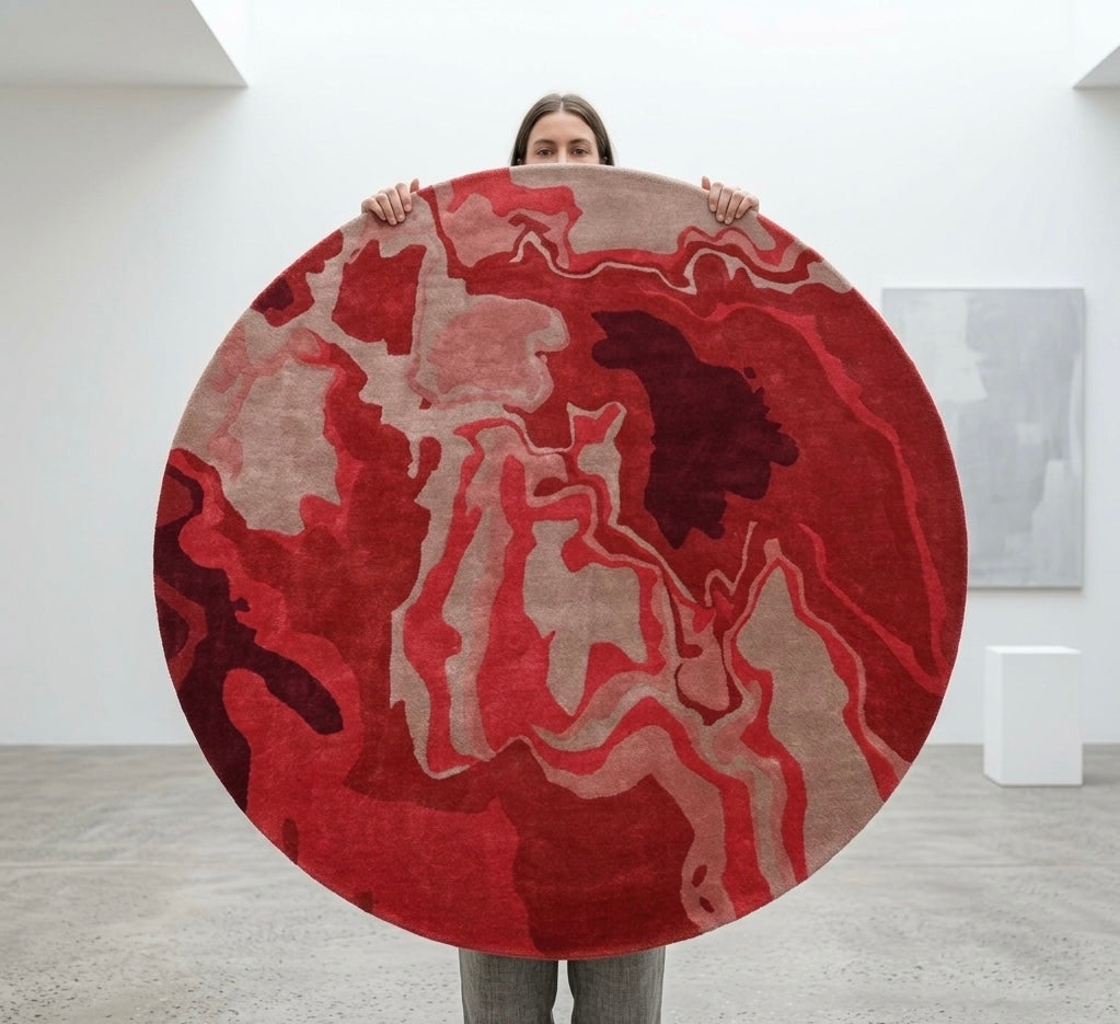 Crimson Nebula Hand-Tufted Round Rug
