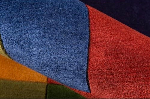 Modern Multi-Color Block Pattern Handtufted Rug
