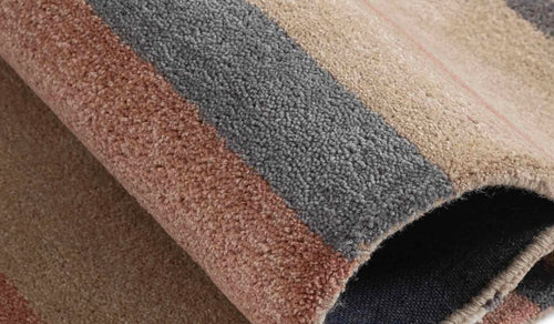 Contemporary Linear Block Pattern Hand-Tufted Wool Rug