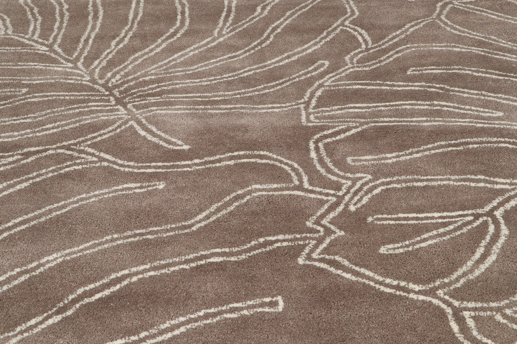 Modern Hand-Tufted Monstera Leaf Wool Rug