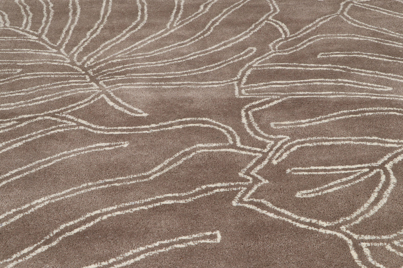 Modern Hand-Tufted Monstera Leaf Wool Rug
