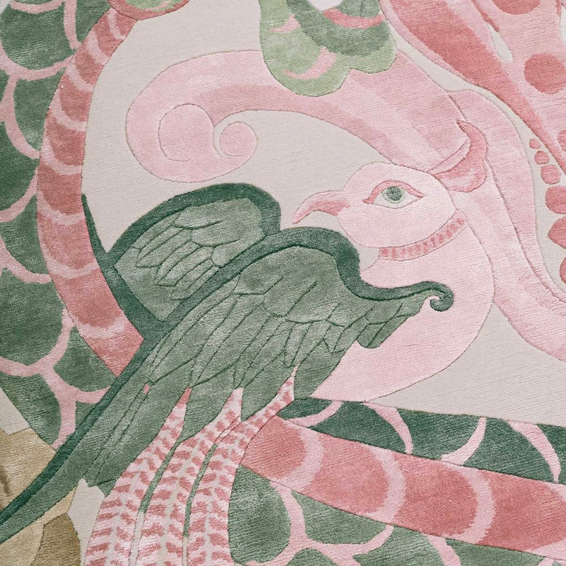 Hand-Tufted Azure Dragon-Bloom Statement Rug