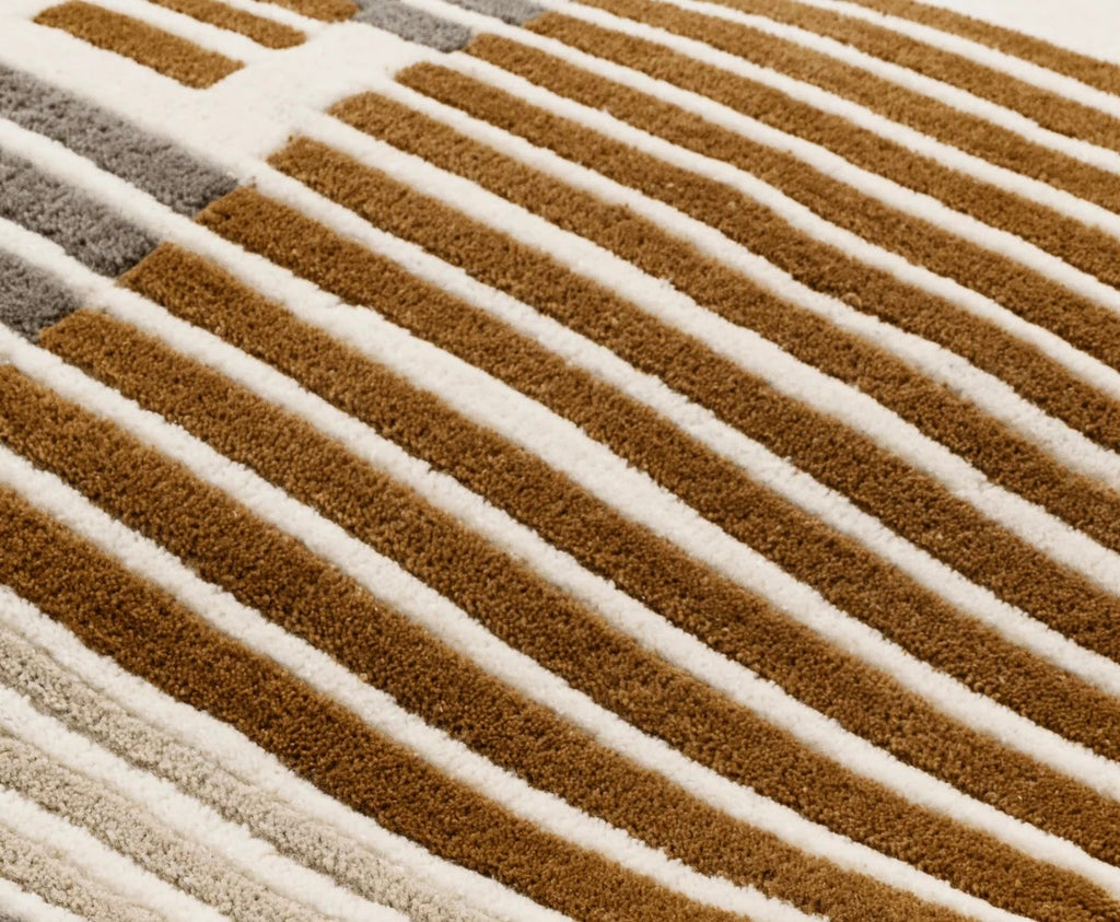 Urban Stripe Block Hand-tufted Wool Rug