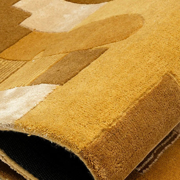 Modern Geometric Terracotta & Ochre Hand-Tufted Rug