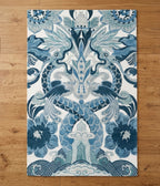 Hand-Tufted Azure Dragon-Bloom Statement Rug