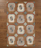Contemporary Abstract Medallion Hand-Tufted Wool Rug